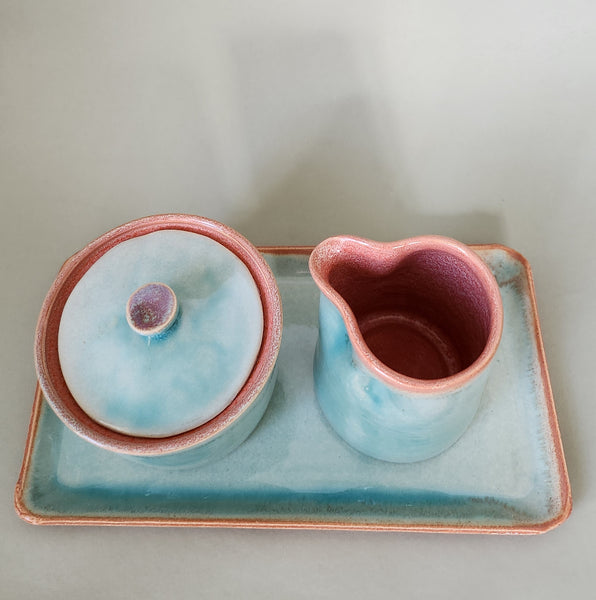 Set Kännchen mit Zuckerdose auf Tablett