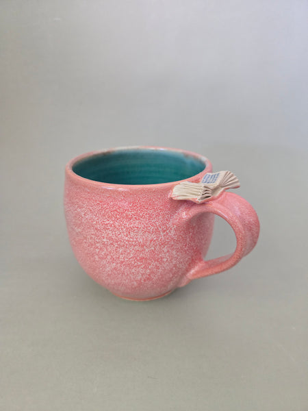 Keramik-Tasse "Schmökerzeit" mit kleinem Buch auf Henkel 0,3l